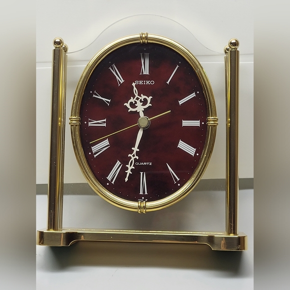 Seiko Accents Vintage Seiko Quartz Lucite And Brass Desk Mantle
